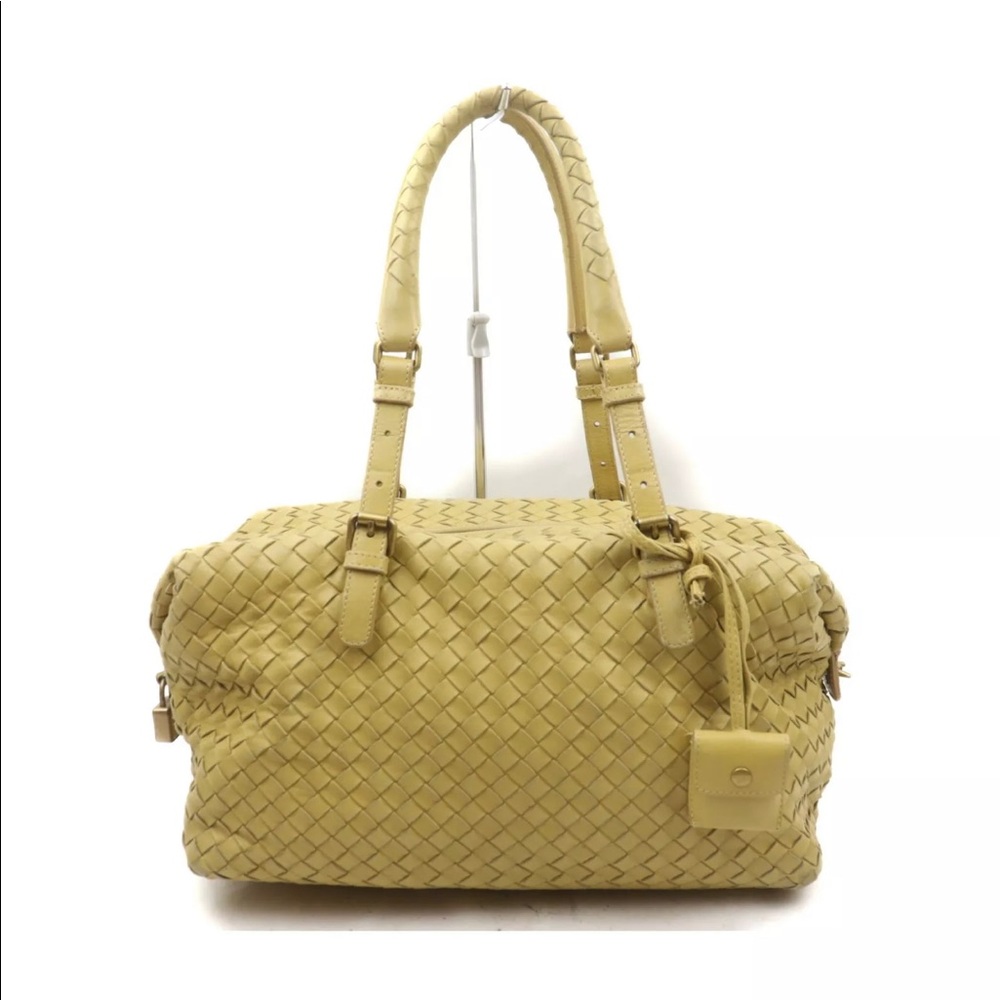 Auth Bottega Veneta Hand Bag  Yellow Leather